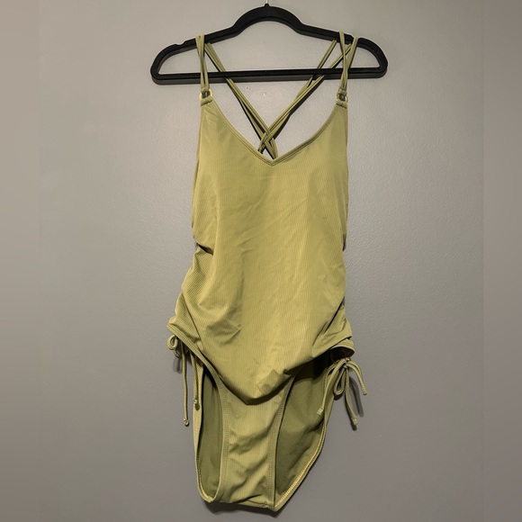 One piece swimsuit dark army green size L 12-14 - Picture 1 of 4